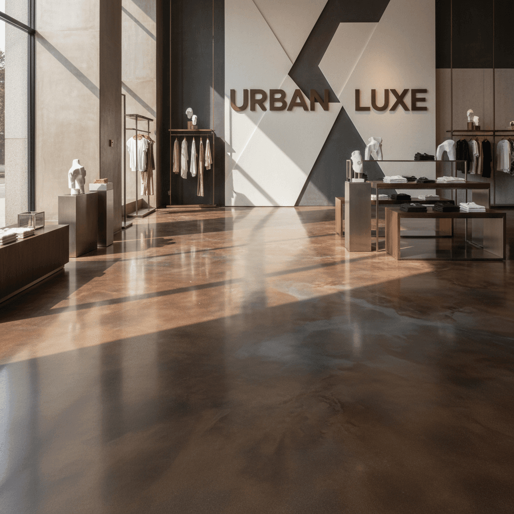 Stained concrete with custom color finish