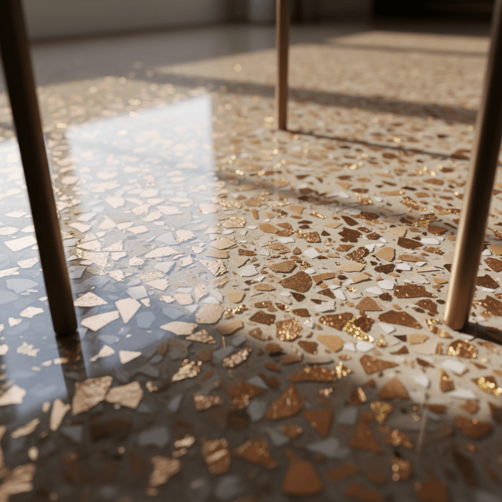 Stained concrete floor with custom color finish