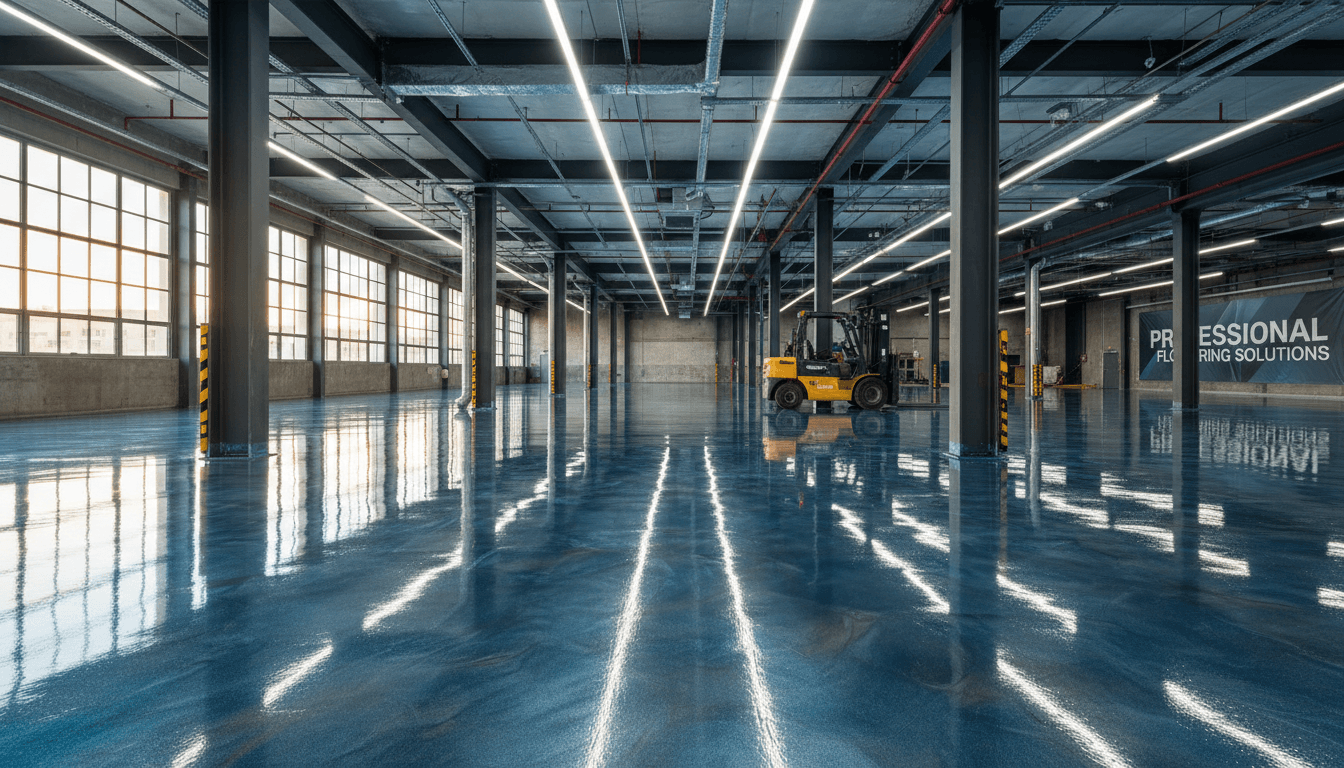 Polished concrete floor showing high gloss finish